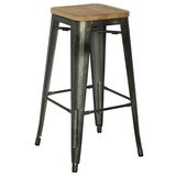 Tabouret métal haut assise bois