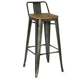 Tabouret métal haut assise bois