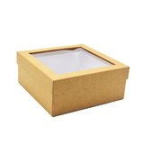 Boîte carrée avec couvercle amovible à fenêtre - 12 x 12 x H 5 cm - Boîtages cadeaux