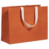 Sacs cadeaux kraft terracotta poignées coton - 25 + 13 x H 33 cm - Sacs luxe chic nature