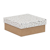 Boîtes cadeaux Terrazzo à couvercle amovible - blanc / brun - 12 x 12 x H15 cm