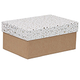 Boîtes cadeaux Terrazzo à couvercle amovible - blanc / brun - 19 x 13 x H 8,5 cm