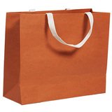 Sacs cadeaux kraft terracotta poignées coton - 33 + 13 x H 25 cm - Sacs luxe chic nature