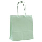 Sacs kraft à poignées torsadées vert pastel - 12 +6 x H 15 cm - Sacs kraft unis, poignées torsadées