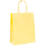 Sacs kraf à poignées torsadées jaune pastel - 16 + 8 x H 22 cm - Sacs kraft unis, poignées torsadées