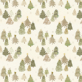 Papier cadeau Sapins aquarelle - 70 cm x 50 m - Papiers cadeaux de Noël