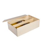 Coffret bois avec couvercle coulissant - 2 bouteilles - 20,8 x 33,5 cm