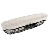 Corbeille ovale métal noir tissu blanc - L 44 + P 12 x H 9 cm - Paniers en métal