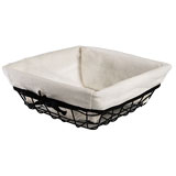 Corbeille carrée métal noir tissu blanc - L 22 + P 22 x H 9 cm