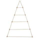 Sapin à suspendre en bois blanchi et corde - Hauteur 150 cm - Décors de Noël Naturels et bois