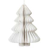 Sapin en papier accordéon - blanc - H 40 cm - Décors en carton