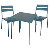 Lot 1 table + 4 chaises en métal - bleu foncé