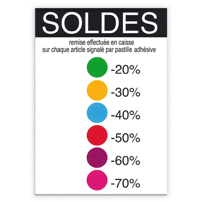 Affiche Soldes code couleurs - Affiches pourcentages