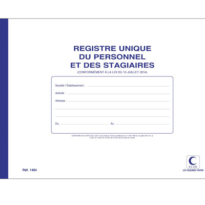 Registre unique d'inscription du personnel et des stagiaires - Comptabilité