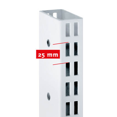 Montant 2 faces double perforation pas de 25 mm - Ligne Store blanc pas de 25 mm-2