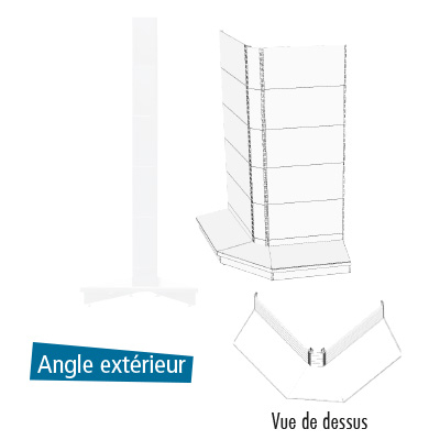 Tablette tôle d'angle extérieur - Ligne Store blanc pas de 25 mm-1