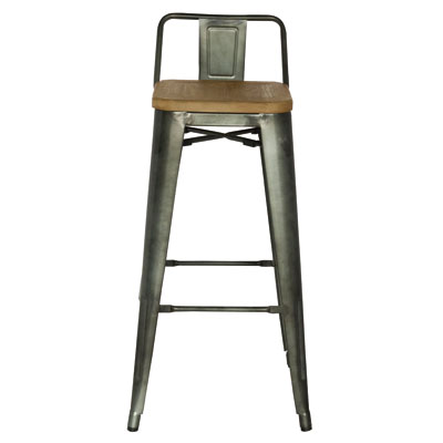 Tabouret métal haut assise bois - Tabourets-1