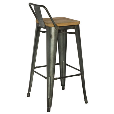 Tabouret métal haut assise bois - Tabourets-2