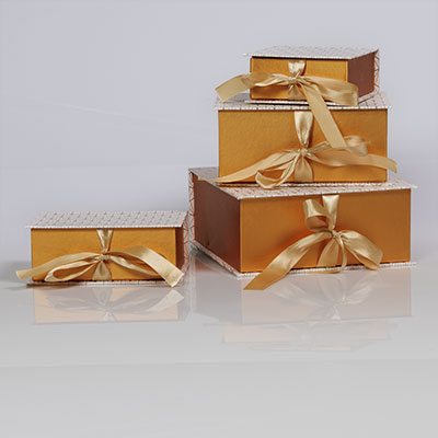 Boîtes kraft Art déco avec couvercle à rabat - blanc / cuivre - 16 x 11 x H 6 cm - Boîtes cadeaux de Noël-3