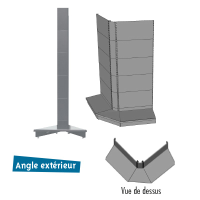 Fond tôle plein d'angle extérieur - Ligne Store gris métallisé pas de 25 mm-1