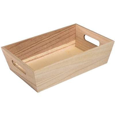 Caisse en bois avec poignées - 29 x 19 x H 8 cm - Coffrets bois