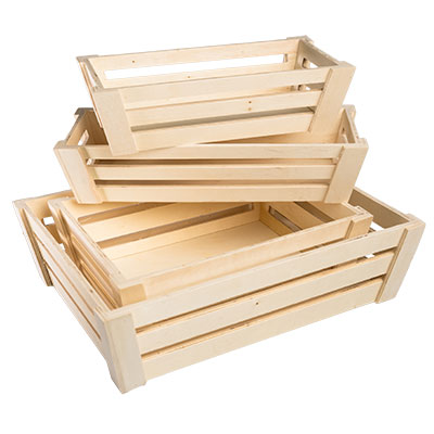 Caisses en bois naturel - L 27 + P 14 x H 7 cm - Coffrets bois-1