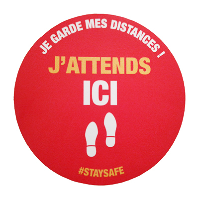 Stickers de sol J'attends ici. - Guidage de prévention