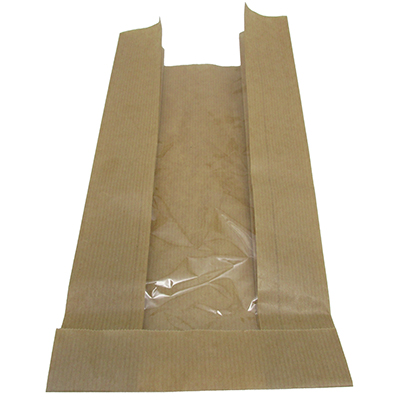 Sacs kraft à fenêtre - 23 + 10 x H 34 cm - par 1000 - Sachets kraft alimentaires