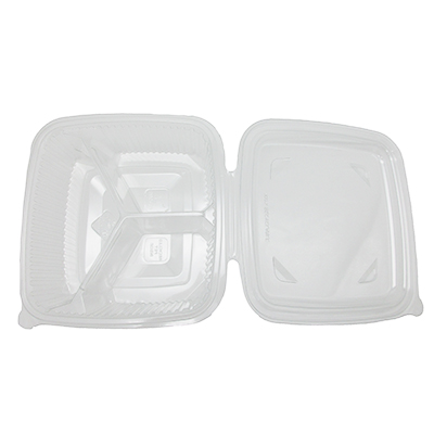 Barquettes 3 compartiments pour aliments froids - Barquettes en plastique-1