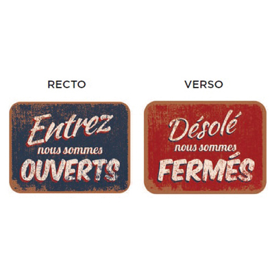 Plaque réversible vintage Ouverts / Fermés - Plaques PVC