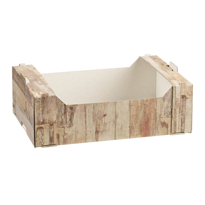 Cagettes carton motif bois - Corbeilles carton