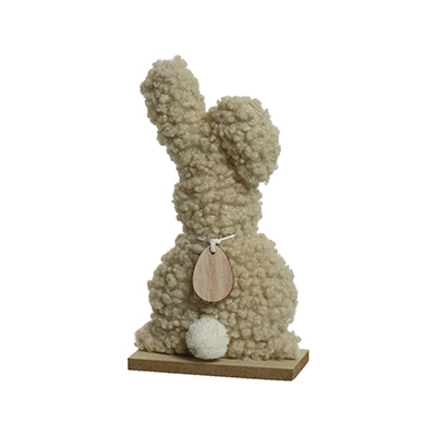 Peluche lapin sur socle bois - Pâques