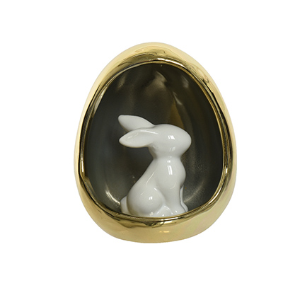 Lapin blanc porcelaine dans oeuf or - Pâques