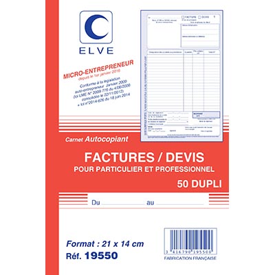 Carnet Factures/Devis spécial auto-entrepreneur - Factures