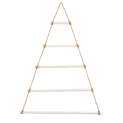 Sapin à suspendre en bois blanchi et corde - Hauteur 150 cm - Décors à suspendre