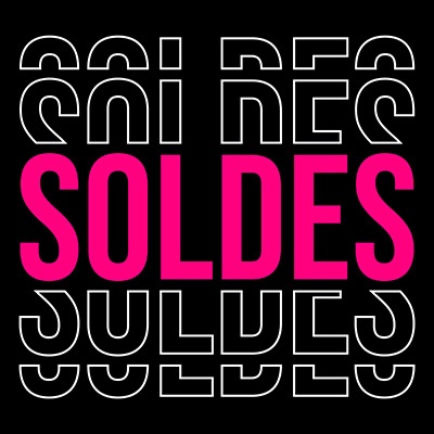 Affiche carrée Soldes Noir et Fuchsia - Affiches Soldes