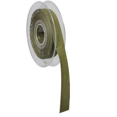 Ruban velours vert olive 15 mm x 7 m - Bolducs, Raphias et Rubans