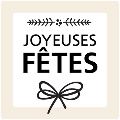 Étiquettes adhésives Joyeuses Fêtes assorties noir / blanc / écru - 35 x 35 mm - Étiquettes cadeaux Noël-2