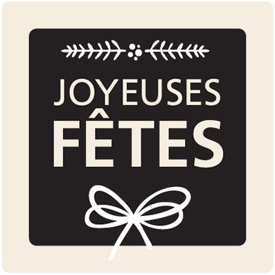 Étiquettes adhésives Joyeuses Fêtes assorties noir / blanc / écru - 35 x 35 mm - Étiquettes cadeaux Noël-4