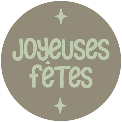 Étiquettes adhésives Joyeuses Fêtes rondes assorties - brun / vert - Étiquettes cadeaux Noël-1