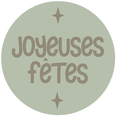 Étiquettes adhésives Joyeuses Fêtes rondes assorties - brun / vert - Étiquettes cadeaux Noël-2