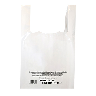 Sacs plastique à bretelles 50 + 20 x H 80 cm - Sacs plastique unis, poignées bretelles