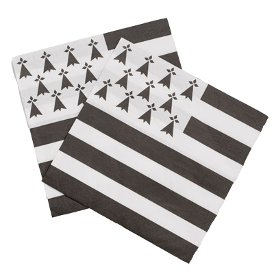 Serviettes ouate Drapeau Breton - 40 x 40 cm - Serviettes en papier-1