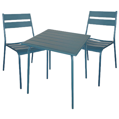 Lot 1 table + 4 chaises en métal - bleu foncé - Tables