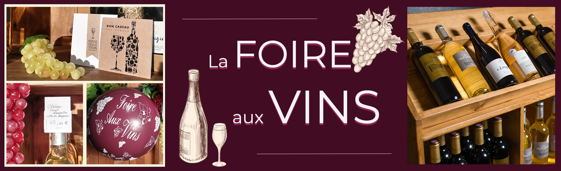 Équipez-vous pour la Foire aux vins : sacs bouteilles, boîtage, décors, présentoirs à bouteilles, mobilier ca...