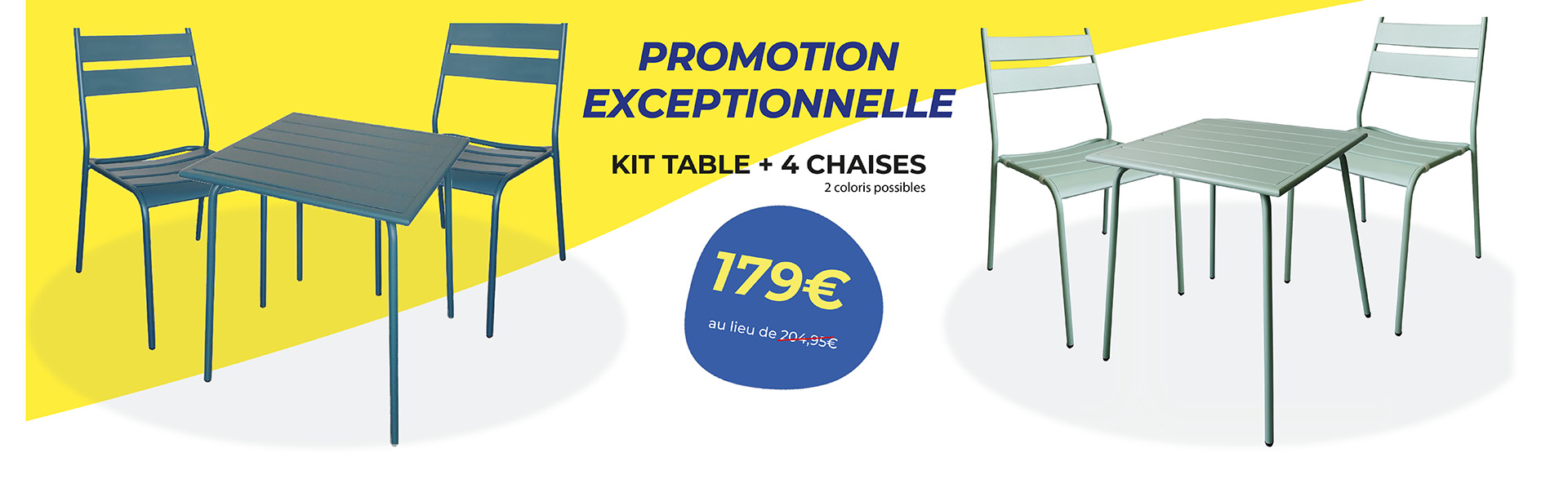 Profitez de notre promotion exceptionnelle sur les tables et chaises en métal !